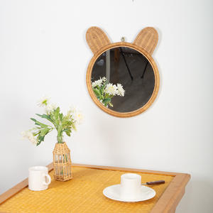 Specchio da Parete Bohémien con Orecchie di Gatto in Rattan 32CM, Specchio Decorativo per Trucco per Casa e Bagno - Product Image 5