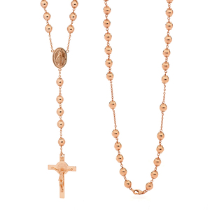 <span class=keywords><strong>Collana</strong></span> Trendy AIU con Pendente a Croce Placcato Oro 18k, Catena <span class=keywords><strong>Rosario</strong></span> con Perle, Certificata GTC - Product Image 1