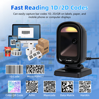 Lecteur de codes-barres 2D haute vitesse pour ordinateur de bureau, filaire USB, pour téléphone portable, ordinateur et étiquettes papier