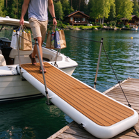 Passerelle gonflable renforcée pour la sécurité, plateforme flottante avec poteaux de support et cordes