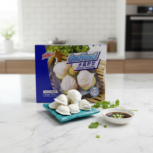 Dumplings de Camarones Congelados Premium al por Mayor, Jiaozi Hechos a Mano para Adultos <span class=keywords><strong>y</strong></span> Niños, Sabor Salado <span class=keywords><strong>y</strong></span> Dulce, Comida Halal de Fábrica China - Product Image 4