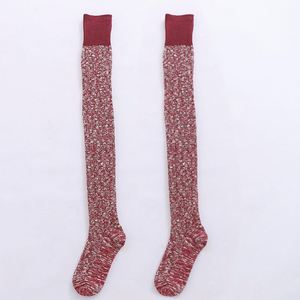 Chaussettes hautes en coton, épaisses et longues, style mode simple, effet froncé, chauffe-jambes d'hiver - Product Image 4