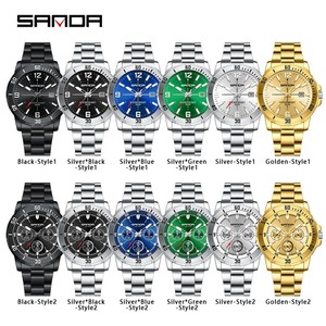 Reloj de Pulsera Sanda 3265 y 3266 para Hombre, Diseño Ejecutivo, Resistente al Agua, con Calendario, Esfera Luminosa, Movimiento de Cuarzo y Correa de Acero - Product Image 4