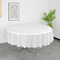 Nappe de table ronde jetable en plastique PE de couleur unie pour fête en intérieur et en extérieur, 84 pouces