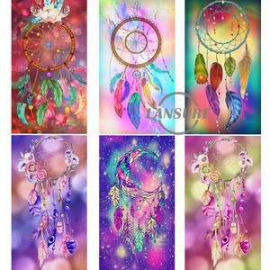 LS 5D Dream Catcher Velvet Canvas Diamond Painting Kit Resin Drill Mosaic Embroidery Home Decor Gift Printed Design - Product Image 3