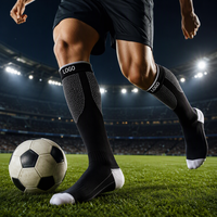 Chaussettes de football athlétiques antidérapantes à compression, respirantes, à tube haut, pour l'entraînement et les matchs