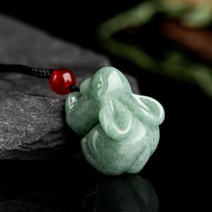 Colgante de jadeíta natural verde guisante, joyería para mujer, diseño original de conejo, regalo con certificado de tasación DW17 - Product Image 2