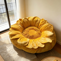 Fauteuil pouf moderne en velours en forme de tournesol, confortable, jaune, pour adultes, grand canapé paresseux au sol