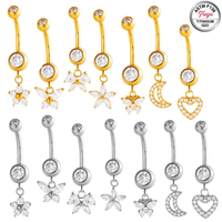 14G Titan Bauchnabelpiercing mit Zirkon-Anhänger, ASTM F136 Implantatqualität, Hypoallergener Körperschmuck für Mädchen