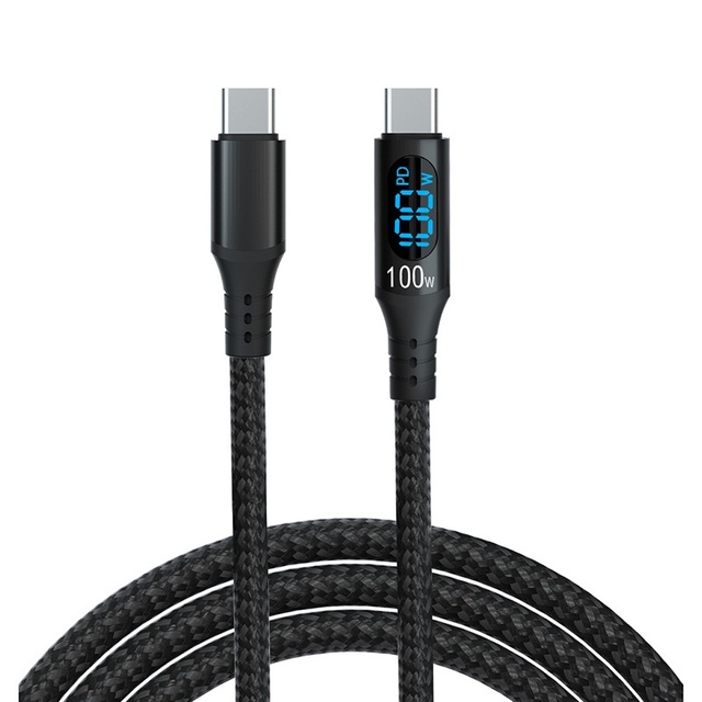 Type-C Digital Display Fast Charge PD 5A 100W Nylon Jacket Braid Computer Data Sync Charging 12 Months Warranty
