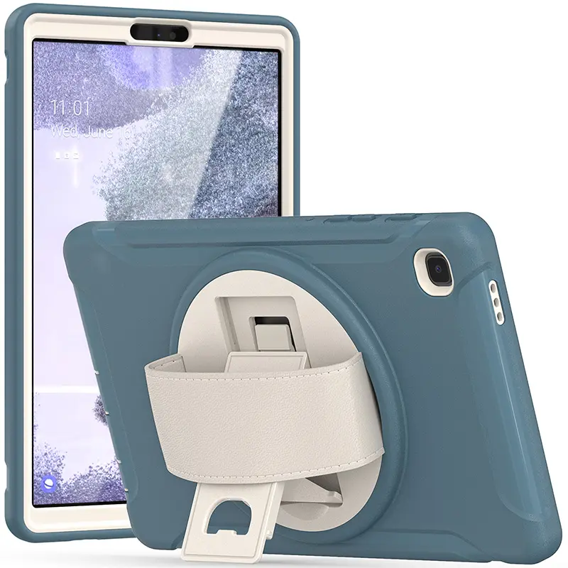 Soporte giratorio 360 y correa de mano, funda a prueba de golpes para Samsung Tab A7 Lite, 8,7 pulgadas, 2021, T220, T225, T225N, T225C, Bint, Verde