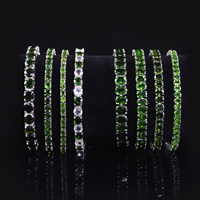 Abiding Jewelry Chaîne de tennis multi-formes personnalisée sans ternissure Argent Naturel Ovale 3x4mm Chrome Diopside Bracelet de tennis pour femme