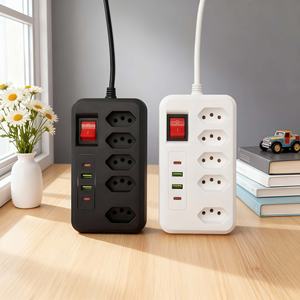 Multiprise standard brésilienne - 5 prises CA + 2 ports USB (charge rapide), rallonge <span class=keywords><strong>de</strong></span> prise conforme NBR 14136 avec interrupteur marche/arrêt - Product Image 4