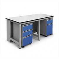 Banc de travail de laboratoire en acier et bois sur mesure ODM avec tiroirs, plan de travail en résine époxy, table de laboratoire robuste pour laboratoire de chimie universitaire