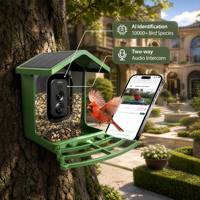 Intelligenter Vogelfutterspender mit Kamera 4K KI-Vogelarten-Erkennung Kabellos Solarbetriebenes Vogelhaus für Garten Hof Außenbeobachtung