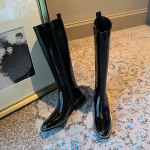 Bas prix d’usine <span class=keywords><strong>Lycra</strong></span> velours pad à l’intérieur <span class=keywords><strong>du</strong></span> talon bas en cuir verni femmes long genou bottes blanches - Product Image 4