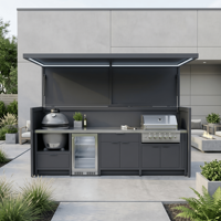 Cuisine extérieure privée avec barbecue, portes pliantes de haute qualité, en acier inoxydable, résistante à l'humidité, avec évier