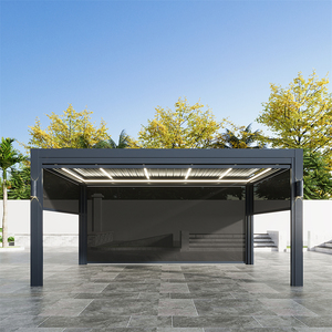 Weleadalu Pergola bioclimatique à toit persienne à ouverture automatisée avec éclairage Gazebo en aluminium pour <span class=keywords><strong>restaurant</strong></span> extérieur - Product Image 1