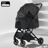 Poussette de voyage pliable et réglable Teddy Baby Luxury à 4 roues pour petits chiens et chats, légère et portable, en métal, pour le camping et l'exportation