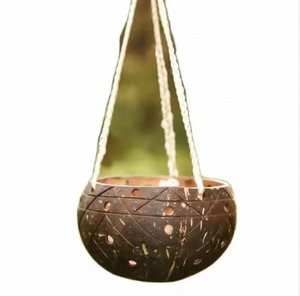 Maceta Zig Zag Hecha a Mano con Cáscara de Coco, Ecológica, Natural, Decorativa para Interiores y Jardín - Product Image 2