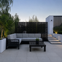 Paravent en acier galvanisé découpé au laser avec support, panneaux d'intimité autoportants imperméables pour terrasse, patio, balcon