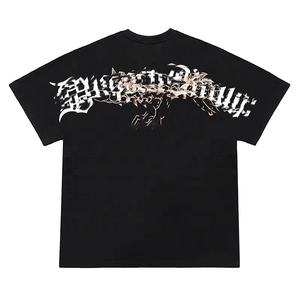 Camiseta de algodón grueso 100% de alta calidad para hombre, cuello redondo de gran tamaño, elegante, informal, manga corta, diseño de punto, privado personalizado - Product Image 4