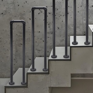 Pasamanos de escalera mate de hierro negro de estilo moderno Americano, soporte en forma de U, diseño de Villa, montado en la pared <span class=keywords><strong>para</strong></span> ancianos, garantía de 3 años SH102 - Product Image 1