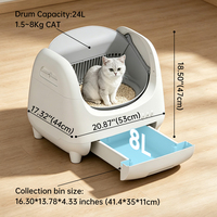 Bac à litière électrique intelligent entièrement automatique anti-éclaboussures pour chatons, toilette électrique autonettoyante pour chats de 1,5 à 8 kg avec WIFI