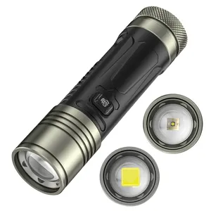 2500 Lumen 1500M Xhp360 30W Lampu LED Kuat Jarak Jauh Tampilan Daya Cerdas Output Senter Taktis Paduan Aluminium