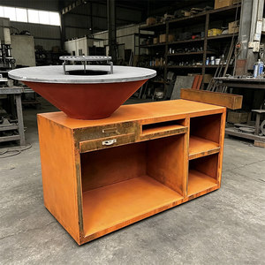 Barbecue coréen au charbon de bois avec armoire en bois, foyer extérieur pour jardin - Product Image 4