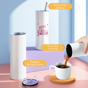 <span class=keywords><strong>Gobelet</strong></span> isotherme en acier inoxydable à double paroi de 20 oz, modèle droit et fin, vierge pour sublimation, avec <span class=keywords><strong>paille</strong></span>, pour la production de gobelets cadeaux, entrepôt USA - Product Image 2