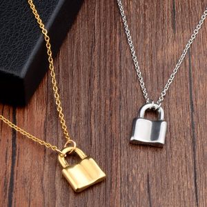 <span class=keywords><strong>Cadena</strong></span> minimalista <span class=keywords><strong>de</strong></span> acero inoxidable chapado en oro <span class=keywords><strong>de</strong></span> 18K con <span class=keywords><strong>candado</strong></span>, collar con colgante, para mujeres y niñas - Product Image 3