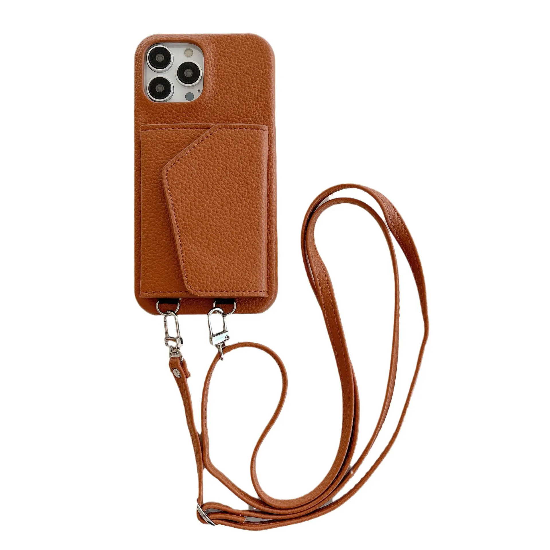 Japan and South Korea card strap for iPhone leather beauty mirror phone case cover mobile phone case for iphone15 xs xr max