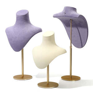 ขาตั้งโชว์สร้อยคอแบบกำมะหยี่สีม่วงพร้อมฐานโลหะ - Product Image 4