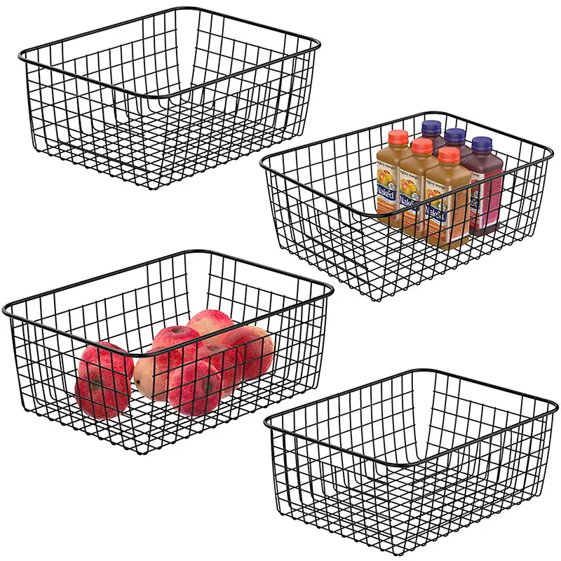 OEM Iron Mesh Wire Metal Basket Storage with Handle for Home