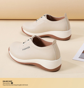 Chaussures <span class=keywords><strong>compensées</strong></span> <span class=keywords><strong>basses</strong></span> à bout rond pour femmes Sneaker à lacets pour dames Chaussures décontractées - Product Image 6