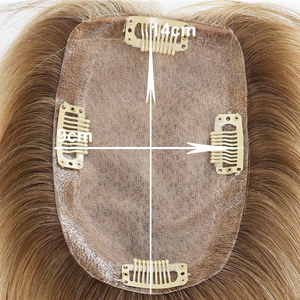 Prothèse capillaire en soie pour femme, couleur blond clair, en cheveux humains Remy véritables, avec clips, couverture de cuir chevelu naturel 3x5 - Product Image 5