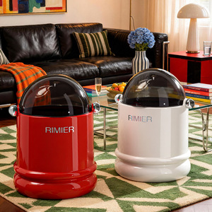 Rimier Cylindrical Trash Can With Flip Top Lid Indoor Use For Kitchen Living Room <b>Bedroom</b> - Product Image 2