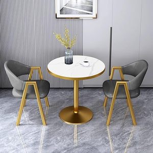 Tavolo da Pranzo in Legno Massello Commerciale, <span class=keywords><strong>Tavolino</strong></span> da Caffè Nero Casual per Bar, Divano Stile Industriale Retrò con Piano in Finto Marmo <span class=keywords><strong>Dorato</strong></span> - Product Image 4