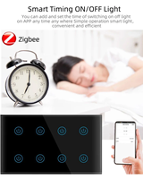 Interrupteur intelligent mural Zigbee 8 touches 240V, 8 gangs, pour 600W 10A, panneau tactile, commande vocale, best-seller