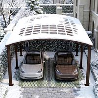 Abri de voiture extérieur autoportant à double baie, robuste et résistant aux intempéries, en aluminium thermolaqué, personnalisable