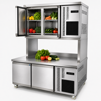 Plan de travail en acier inoxydable robuste pour usage industriel, plan de travail réfrigéré à double couche pour cuisine commerciale, pour restaurant