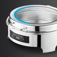 Ensemble buffet de comptoir en verre pour hôtel et restaurant Chauffage électrique en acier inoxydable 6.0L Rond Hydraulique Elégant Chauffe-plats