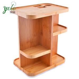 Bamboo Organizer Makeup Bamboo Bamboo Makeup Organizer 360 Degree 3 Tier Caddy Rotating Multi-Function Bamboo Cosmetic Organizer For Makeup Storage Accessories