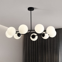 Lustre Sputnik Minimaliste Moderne, Suspension Réglable en Fer et Verre, Lumière Blanche Chaude, Intensité Variable, pour Intérieur, Maison, Bureau, Hôtel
