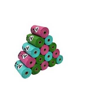 <b>Compostable</b> Biodegradable Eco-Friendly Strong Plastic Dog Poop <b>Bag</b> Holder Rolls with Handle for Small Animals - Product Image 6