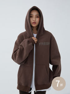 Giacca Invernale in Pile di Cotone Pesante, Personalizzabile con Logo, Ricamo, Strass, Cerniera Integrale, Felpa con Cappuccio Streetwear - Product Image 2