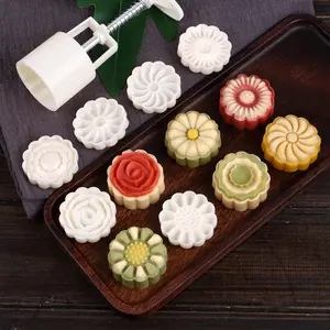 Sıcak satış kullanımlık orta sonbahar festivali el basıncı ay kek kalıp 6 pullar ile kek pişirme ay mum kalıpları