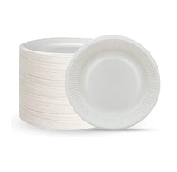 Lot de 125 assiettes rondes biodégradables en canne à sucre de 7 pouces, vaisselle jetable compostable pour restaurants, fêtes et traiteurs