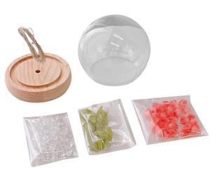 Luz de noche LED de tulipán púrpura y rosa, lámpara de mesa de cristal redonda DIY con flores artificiales, estilo romántico alimentado por batería de 5V - Product Image 3